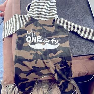Camo and stripe onesie